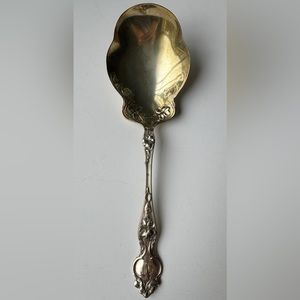 Sterling Silver Floral Serving Spoon Art Nouveau Wallace & Sons Gold Washed